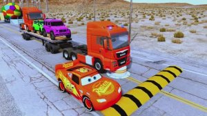 МОЛНИЯ МАКВИН И БОЛЬШОЙ ГРУЗОВИК 🚚 Опасные Ямы и Приключения BeamNG Drive #141