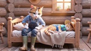 День на ферме с мамой-кошкой и котёнком | Согревающая семейная история | Анимация от ИИ