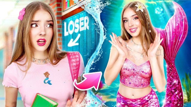 🧜♀️ СТАЛА МОРСКИМ МОНСТРОМ?! Жесткий МЕЙКОВЕР превратил ботаншу в ГИГА РУСАЛКУ… 😱🌊🔥 смотреть онлайн