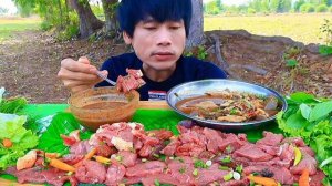 #МУКБАНГ Свежее мясо телятины с перцем чили и свежими овощами!АСМР ЕДА НА КАМЕРУ ОБЖОР ОБЕД