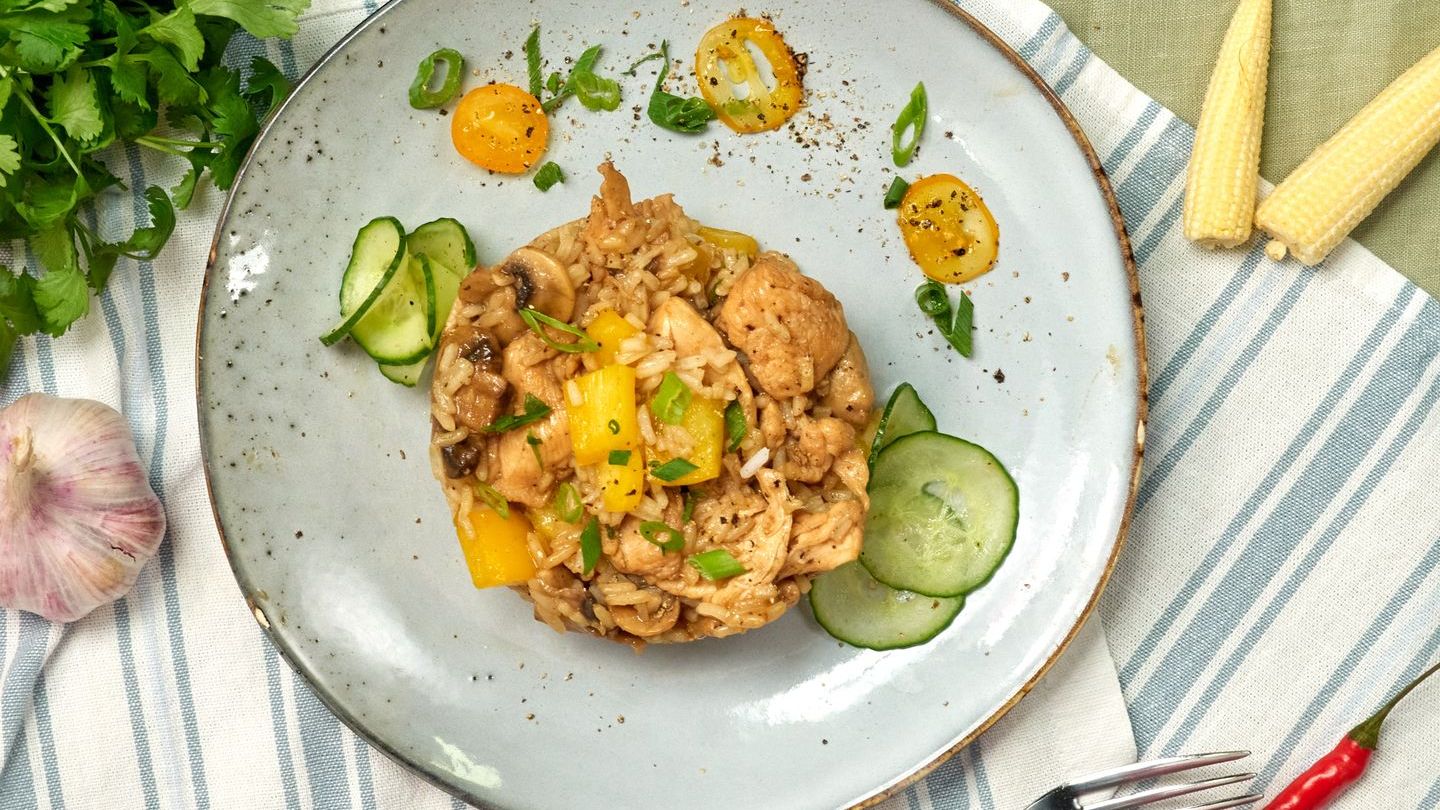 Рис с грибами и овощами смотреть онлайн