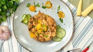 Рис с грибами и овощами