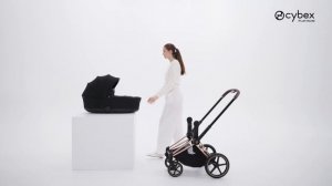 Как установить люльку Cybex Priam Fold Lux на шасси Priam и e-Priam