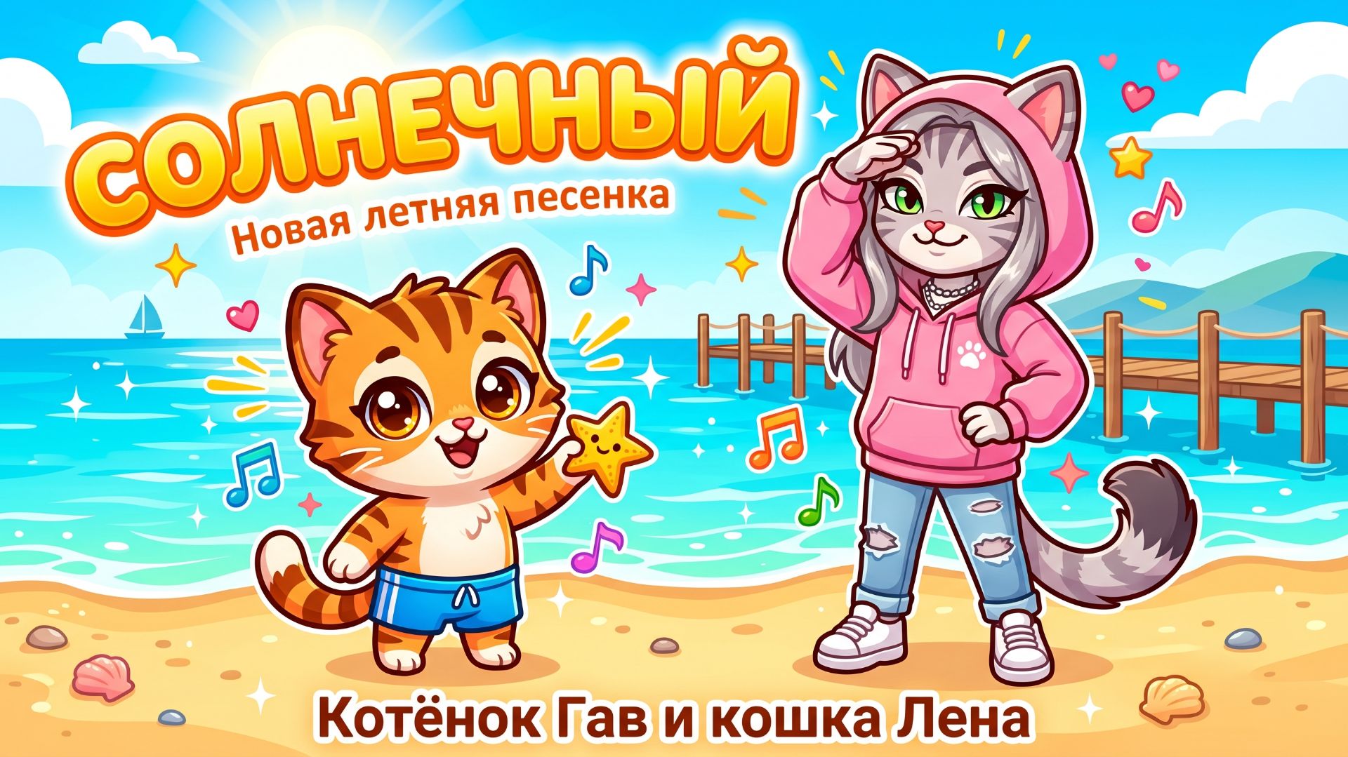 Котёнок Гав и Лена — Солнечный день | Детская песенка про лето и дружбу
