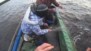 с сыном на промысловой рыбалке сетями