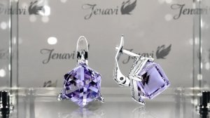 Серьги Куб 8 мм, (Покрытие: Черненое серебро. Кристалл Swаrоvski ) «Jenavi», К1-037
