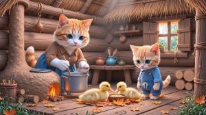 Добрая кошачья семья спасает маленького утёнка | Согревающая история о животных о доброте и награде