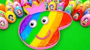 Приготовьте красочную ванну из желейной слизи Peppa, смешав слизь с глиной Mystery Eggs