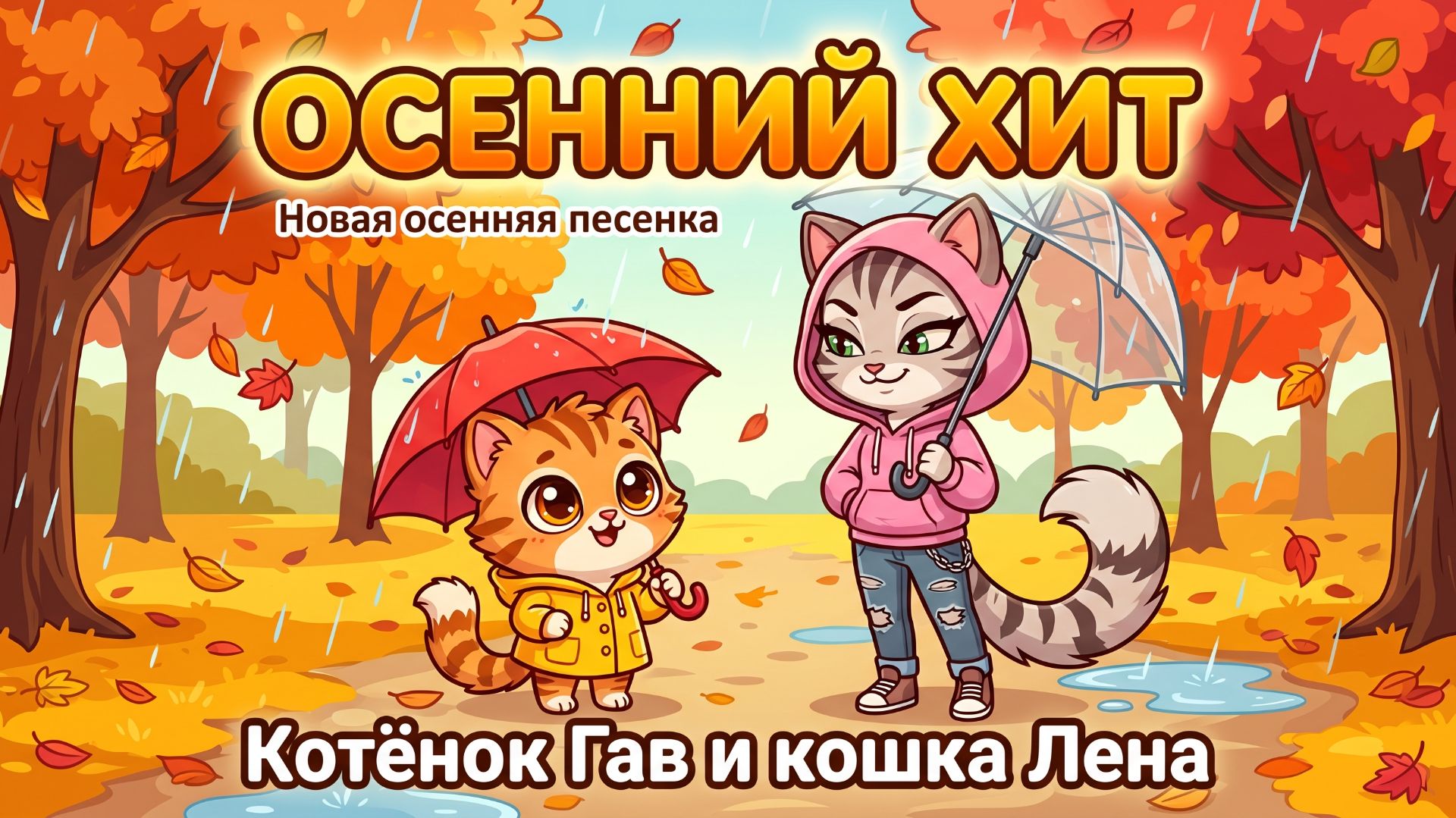 Котёнок Гав и Лена — Осенний хит | Детская песенка про осень и дружбу 🍂🎵