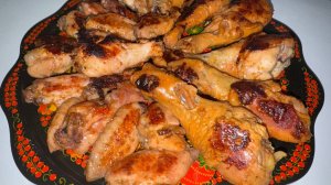 Крылышки с апельсином и чесноком.