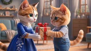 Согревающая история: трудолюбивый котёнок делает сюрприз маме-кошке – красивое новое платье