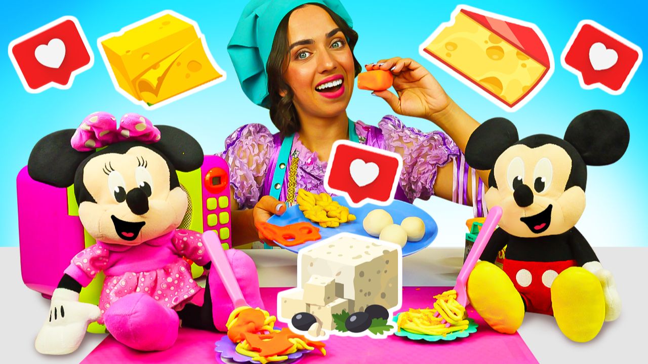 Игрушки Микки Маус и еда из Плей До – Готовлю игрушкам макароны с сыром 🧀😍 Видео для детей
