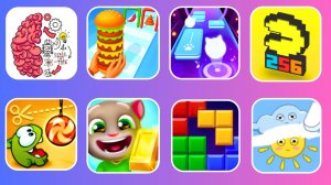Brain Test 3,Burger Master,Dancing Cats,PAC-MAN 256,Om Nom Run,Том за золотом,Block Blast!
