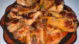 Куриные крылышки с апельсином и чесноком.