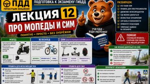 ПДД Лекция 12. Мопеды, велосипеды и СИМ | Электросамокаты и ПДД простым языком