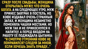 Сразу после свадьбы, женщина открылась мужу, что очень богата. А на следующее утро, муж принес