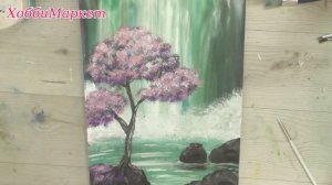 Самый легкий способ нарисовать водопад.  Гуашь.  ХоббиМаркет