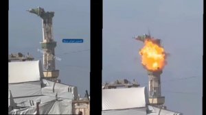 💥 Удар израильского беспилотника по минарету мечети в районе Аль-Махтаб города Хан-Юнис на юге сект