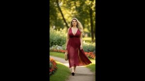 Natural Older Woman   Walking in the Park   Woman over 40