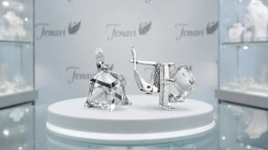 Серьги Куб 8 мм, (Покрытие: Черненое серебро. Кристалл Swаrоvski ) «Jenavi»,  К1-036,