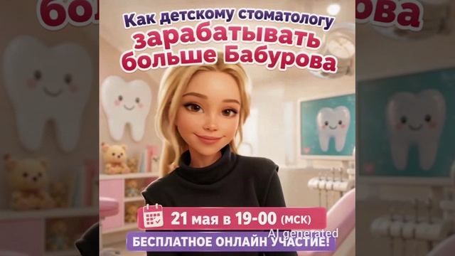 Как детскому стоматологу зарабатывать больше Бабурова💰 Онлайн встреча -бесплатное участие!