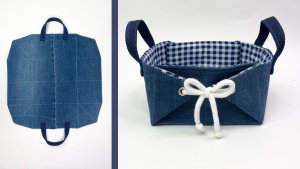 ✂️👖 Не выбрасывайте старые джинсы! Сшейте стильную корзинку для хранения