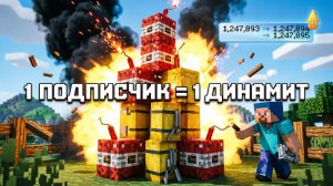 За каждого подписчика я ВЗОРВУ 1 TNT В МАЙНКРАФТ!