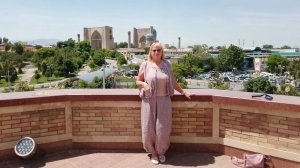 Узбекистан.Самарканд.Мы на смотровой площадке,вид на город.Гуляю по Сиабскому базару.