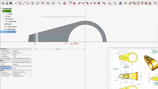 Я несколько раз терпел неудачу, моделируя это в FreeCAD SolidWorks Mania Challenge