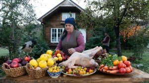Жареная фаршированная индейка. Уютный деревенский пир. Жизнь в Азербайджане