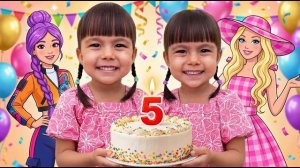 День рождения Твин Твин с новыми велосипедами, Руми и Барби 🎂