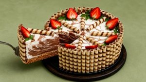 Торт без выпечки с клубникой и Нутеллой. Десерт, который выглядит потрясающе