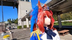 Umamusume Kigurumi Doll take a walk in spring Gunma Flower Park.