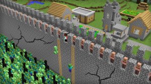 МЫ С ЖИТЕЛЯМИ ПОСТРОИЛИ ЗАЩИТНУЮ СТЕНУ ПРОТИВ МОБОВ В МАЙНКРАФТ Компот Minecraft
