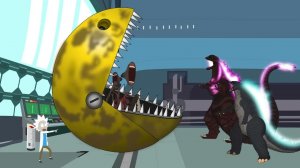 Спасение PAC-MAN от безумного учёного： атака атомным дыханием команды Годзиллы ｜ уровни силы