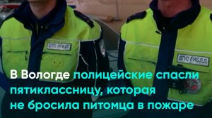 В Вологде полицейские спасли пятиклассницу, которая не бросила питомца в пожаре