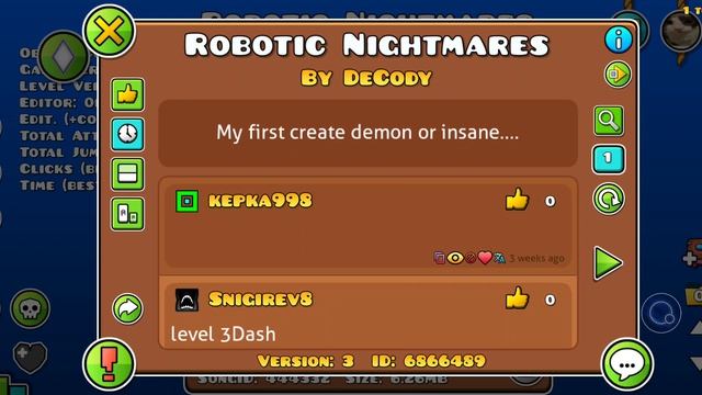 Robotic Nightmares by DeCody (No Rate) Geometry Dash