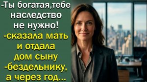 -Ты богатая, тебе наследство не нужно!- сказала мать и отдала дом сыну-бездельнику, а через год…