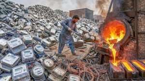 Невероятный процесс извлечения меди из вторичной переработки старых электросчетчиков. Индия