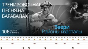 Звери - Районы кварталы / 106 bpm / Тренировочная песня для барабанов