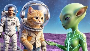 Миленький котёнок мечтает стать космонавтом