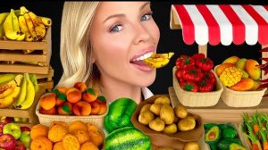 ASMR МУКБАНГ |  Миниатюрная еда, Крошечные фрукты, Картофель, Манго, Арбуз, Зеленые яблоки