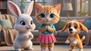 Мама-кошка и друзья устраивают сюрприз на день рождения своему котёнку