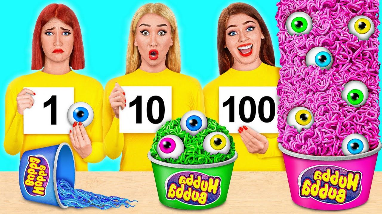 1, 10 или 100 Слоев еды Челлендж # Съедобная Битва от Mega DO Challenge смотреть онлайн