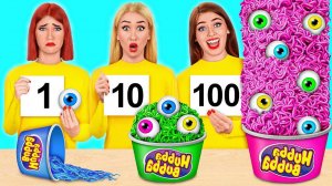 1, 10 или 100 Слоев еды Челлендж # Съедобная Битва от Mega DO Challenge