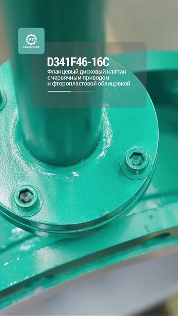 D341F46-16C Фланцевый дисковый клапан с червячным приводом и фторопластовой облицовкой-HFTF