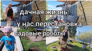 Дачная жизнь/Работаем в саду/У нас перестановка/Высадила петунию/Жарим шашлыки.