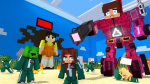 Джей Джей становится трансформером SQUID GAME — анимация из Minecraft