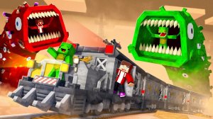 JJ и Майки «Пожиратели поездов» против «Поезда безопасности» — анимация из Minecraft