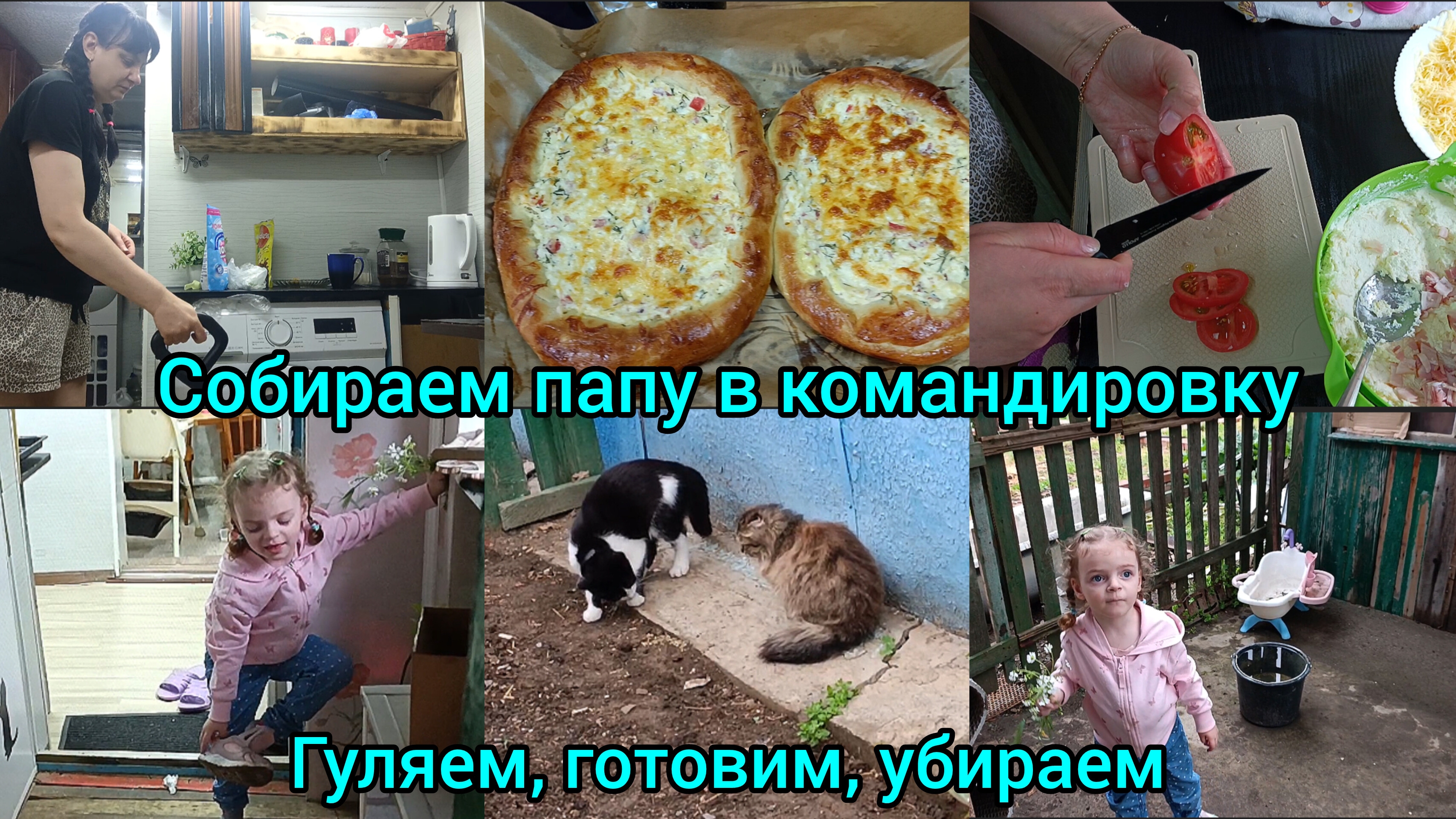Собираем папу в командировку. Печем,гуляем, убираем.